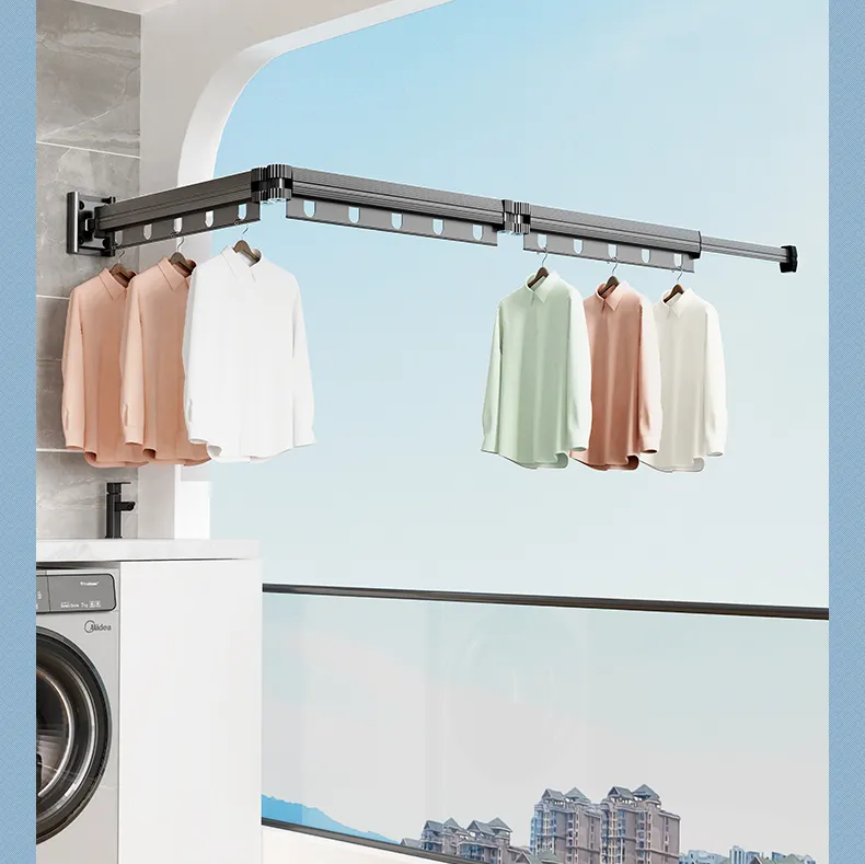 Cheap Price Multifunctional Retractable Fold Away Clothes Drying Hanger Space-Saving Bathrooms Usage