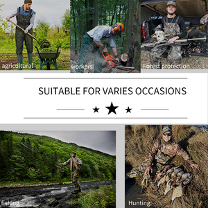 <span class=keywords><strong>Waders</strong></span> de pêche unisexes kaki 3 couches 100 % imperméables et respirants en tissu durable hydrofuge avec genouillères - Product Image 5