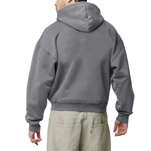 Fournisseur Fabricant sur mesure Haute qualité 100% coton Sweat à capuche oversize vintage à épaules tombantes lourd uni à fermeture éclair délavé à l'acide - Product Image 5