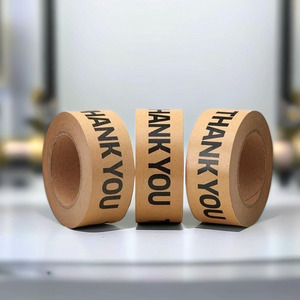 Cinta de Papel Kraft Ecológica Personalizada, Bajo MOQ, Autoadhesiva, con Goma de una Cara para Sellado de Cajas, Impresión de Logotipo - Product Image 1