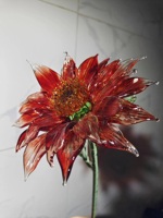 Rose en verre naturelle transparente rouge faite à la main pour la fête des Mères, décoration élégante pour la maison, salon, remise de diplôme, Noël