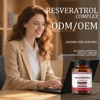 Complexe de Resvératrol 2000 mg par Portion, Capsules Antioxydantes Végétaliennes, Soutien Immunitaire/Cérébral/Énergétique/Cardiaque |   Complément alimentaire 60 capsules
