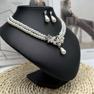 Conjunto de joyería de moda femenina de temperamento americano europeo, <span class=keywords><strong>Collar</strong></span> corto de clavícula con incrustaciones de cristal de perla de <span class=keywords><strong>novia</strong></span> - Product Image 3