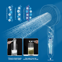 Pommeau de douche à filtre minéral à 5 fonctions chromé avec remplacement supplémentaire du tube de filtre en coton PP
