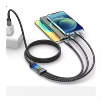 Câble de charge avec logo, 1,2 mètre, câble USB 3 en 1 vers type C vers micro pour IP 14 15, lumière nocturne, câble USB rapide 100W