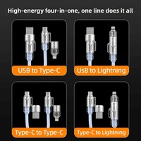 Kabel Data Pengisian Daya Ponsel 4-in-1 240W dengan Konektor USB-A + Type-C Pengisian Cepat Aromaterapi untuk IOS/Android