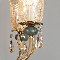 Lustre en verre de style européen de luxe, cadre en bronze, hauteur réglable, LED à intensité variable, salon, hôtel, villa, décoration intérieure haut de gamme