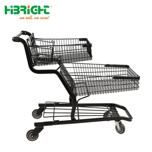 Chariot de supermarché à deux niveaux avec siège bébé, panier Style américain, pour épicerie avec chariot - Product Image 2