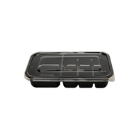 Contenants alimentaires rectangulaires jetables à 4 compartiments, étanches, transparents, en plastique PET de 5 mm, avec couvercles, pour nouilles, gâteaux, préparation de repas