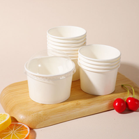 Tasses à crème glacée en papier blanc jetables personnalisables de 6oz, tasses non revêtues écologiques, style imperméable à mur unique