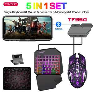 <span class=keywords><strong>Tastiera</strong></span> di gioco con <span class=keywords><strong>una</strong></span> <span class=keywords><strong>mano</strong></span> cablata e Mouse King Set Gadget da gioco per Tablet con <span class=keywords><strong>una</strong></span> sola <span class=keywords><strong>mano</strong></span> cinque in uno - Product Image 6