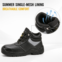 Bottes de sécurité basses en cuir de vachette imperméables pour l'été, avec embout en acier, semelle intermédiaire en acier anti-perforation et semelle en PU double densité, pour usine