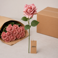 Rose artificielle Joho Real Touch, rose unique colorée, tige de rose, Halloween, Saint-Valentin, vente en gros de roses en usine