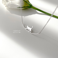 Collier pendentif chaton de luxe pour femme en argent 925 plaqué rhodium avec chaîne à maillons - Cadeau, Colliers de mode, Colliers raffinés