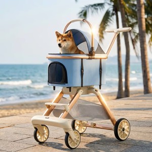 Carrito <span class=keywords><strong>para</strong></span> Mascotas Plegable, <span class=keywords><strong>Remolque</strong></span> <span class=keywords><strong>para</strong></span> Bicicleta <span class=keywords><strong>para</strong></span> Exteriores, Tela Transpirable e Impermeable, Toldo Ajustable, 4 <span class=keywords><strong>Ruedas</strong></span>, 2 en 1 - Product Image 1