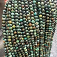 Perles rondes en turquoise africaine naturelle bleue de 8 mm, cristaux de guérison, perles en vrac pour la fabrication de bijoux, boucles d'oreilles, colliers, artisanat DIY