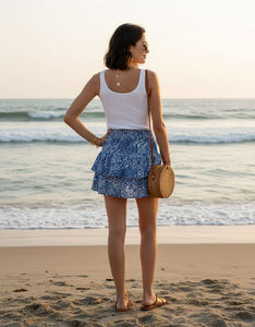 Mini-jupe d'été pour femme, confortable, légère, en tissu doux, taille haute, décontractée, tendance, pour les voyages et l'usage quotidien - Product Image 4