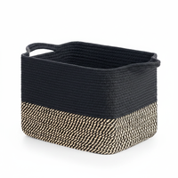 Panier de rangement personnalisé moderne très vendu en corde de coton tressée 22x17x12 avec poignées, pour couvertures, jouets et linge