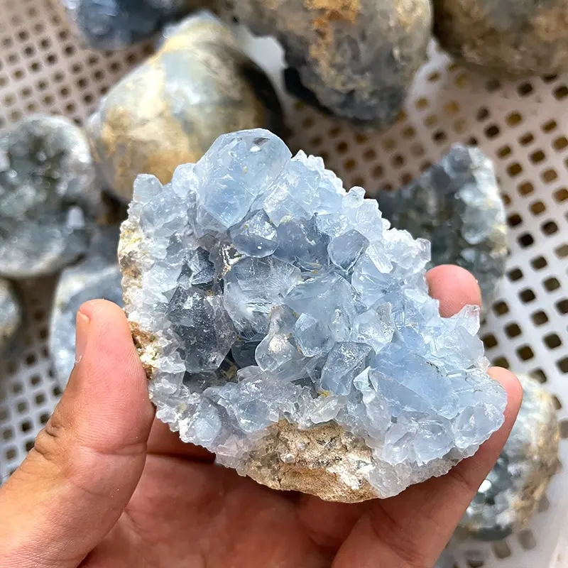 Groothandel Hoge Kwaliteit Natuurlijke Grondstoffen Celestite Geodes Cluster Blue Celestiet Ruwe
