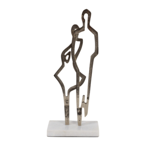 Scultura Astratta di Coppia in Metallo con Base in Marmo, Decorazione per Soggiorno e Ufficio - Product Image 4