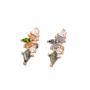 Boucles d'oreilles en or massif 14 carats, sans fil, à poussoir, véritable almandite, rhodolite, grenat, labret, cartilage, embouts, bijoux <span class=keywords><strong>de</strong></span> piercing - Product Image 3