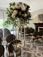 Centres de table hauts de style européen pour mariage et usage domestique, arrangements floraux en métal doré avec porte-bougie, différentes tailles
