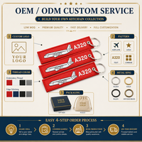 Porte-clés brodé personnalisé en promotion, étiquette brodée A320 avec logo sur mesure pour sac à dos, anti-perte
