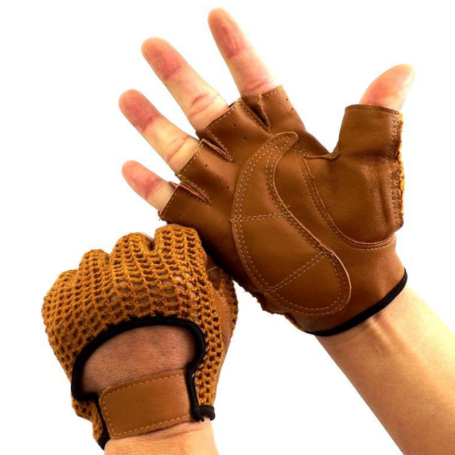 PRIME Pelle Qualità Vera Pelle Rete Morbido Estate Guanti Senza Dita Per Allenamento Con I Pesi BICICLETTA Carrozzina PALESTRA ECC Medio - Foto 12