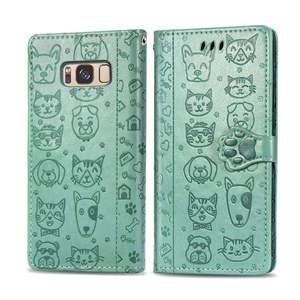 Étui de téléphone en cuir gaufré chat et chien pour Samsung Galaxy S6 S7 Edge S8 S9 Plus <span class=keywords><strong>S22</strong></span> S21 FE S23 S24 Ultra Flip Wallet Book Cover - Product Image 6