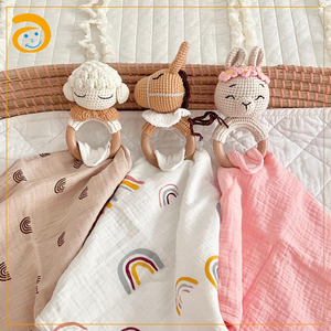 Manta <span class=keywords><strong>de</strong></span> Seguridad para Bebés Hecha a Mano, Suave y Adorable, Regalo para Bebés, Manta <span class=keywords><strong>de</strong></span> Seguridad <span class=keywords><strong>de</strong></span> Algodón Muselina con <span class=keywords><strong>Conejo</strong></span> <span class=keywords><strong>de</strong></span> Ganchillo - Product Image 2