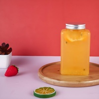 Bouteille de boisson en plastique transparente portable de 500 ml avec bouchon carré, jetable, pour thé au lait, café froid, jus, café, pots en plastique