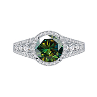 Perhiasan Cincin Moissanite Potongan Bulat 2 Karat Warna D VVS Lulus Uji Berlian Dengan Sertifikat GRA