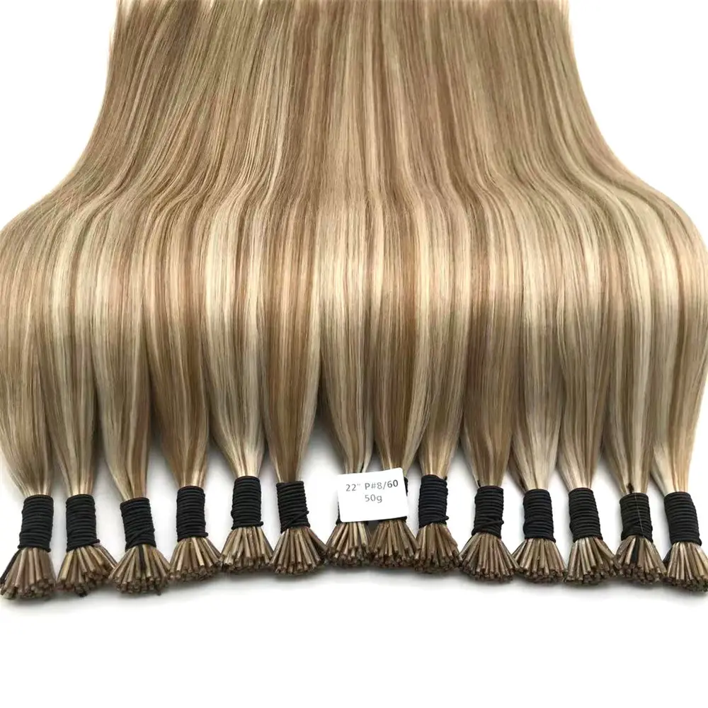 Le double tirage peut durer 12 ans 100 cheveux vierges à cuticule alignée i tip extensions de cheveux humains en gros