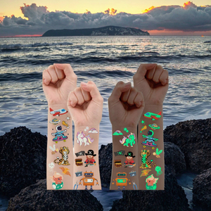380 estilos de tatuajes luminosos para niños de Partywind, sirena, dinosaurio, espacio, pirata. Sin reseñas aún, certificado. - Product Image 2