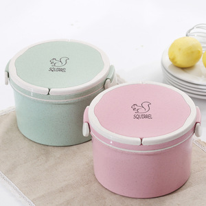 Squirrel Bento Box Round Seal Lid Lunch Container Pink And Mint Green Food Storage With Squirrel Logo - Product Image 1