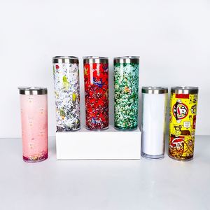 USA Warehouse 20oz Sublimation Blanks DIY Glitter <b>Snow</b> <b>Globe</b> 304 Stainless Steel Storyboard Skinny Tumbler Straight Tumbler - Product Image 4