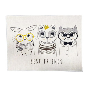 Vente en gros de napperons en lin table à manger transfert de chaleur 40*30cm tapis de table imprimable vierge de sublimation personnalisé impression recto-verso - Product Image 1