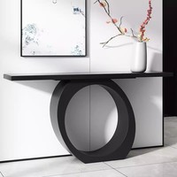 Table console moderne minimaliste en marbre avec piétement sur colonne pour appartement, salon, porche, rangement, meuble décoratif pour la maison
