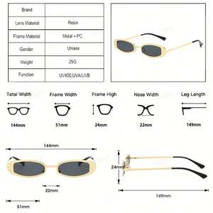 Gafas de Sol Retro Punk Personalizadas con Logotipo 2025, Gafas de Sol Ovaladas Pequeñas de Aleación con Protección UV400 para Hombre y Mujer - Product Image 5