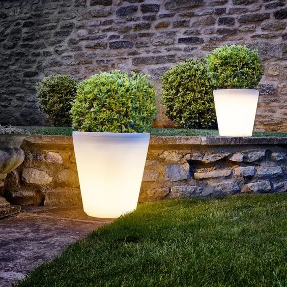 Beleuchtete patio pflanzer wasserdichte farbe ändern beleuchten balkon im freien garten solar kunststoff licht up led blumentopf