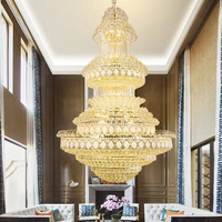 Lustre suspendu en cristal de luxe de style loft pour salon, décoration LED pour villas, hôtels, couloirs