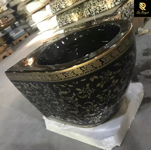 Gold <strong>Black</strong> <strong>Toilet</strong> Bowl Mesh Ceramic Prefab Luxury Bathroom Art Wall Hung Wash Basin <strong>Toilet</strong> - Product Image 3