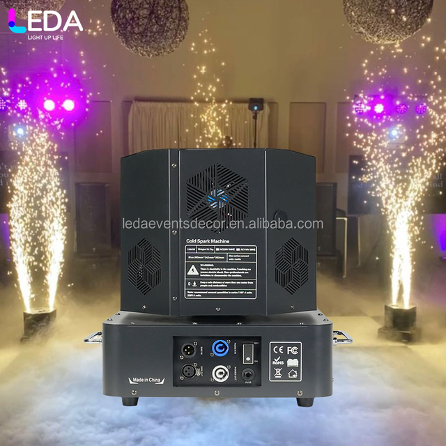 LEDA Double Head Rotating Cold Spark Machine Dual Head Spinning Sparker Fireworks Machine for Wedding Party Birthday