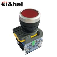 Pulsante a Pressione Momentaneo Rosso Si&hel 22mm, 1NO1NC, IP41, per Controllo Elettrodomestici, Corrente Massima 10A, 220V, LED Illuminato, in Plastica