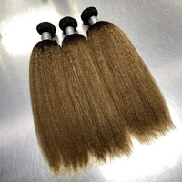 Extensions de cheveux humains vierges bruts vietnamiens, texture Kinky Straight, couleur Ombré Piano, en mèches