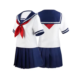 Conjunto de uniforme escolar de algodón personalizado de manga corta para niños de primaria con opción de falda o pantalón - Product Image 3