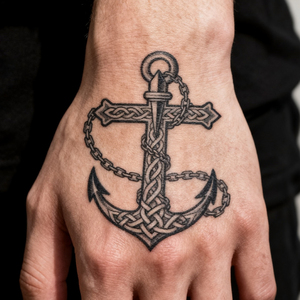 Croce nautica e ancora tatuaggio temporaneo Semi permanente tatuaggio impermeabile per 2 settimane realistico tatuaggio a base di erbe per il corpo del braccio - Product Image 3
