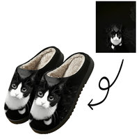 Chaussons personnalisés unisexes à bout fermé en coton chaud, semelle intérieure souple, semelle extérieure en TPR, doublure en peluche, antidérapants, imprimé dessin animé, chaussures d'intérieur POD