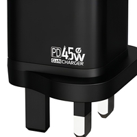 Cargador GaN de 45W con Pantalla y Enchufe para Reino Unido y UE, Certificado ETL CE FCC SAA, Carga Rápida para 17 Dispositivos