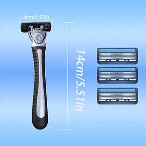 Manual <b>Razor</b> Stainless Steel Blade Replacement <b>Heads</b> For Men Face Shaving 2 Handles 24 Blades Set - Product Image 2